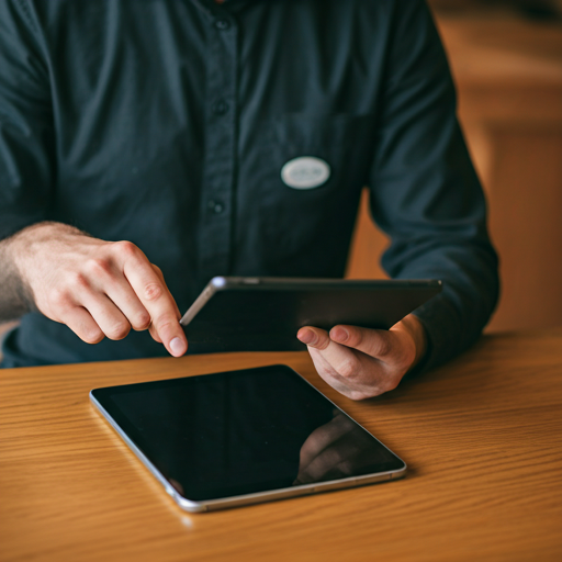 Staff using tablet for orders